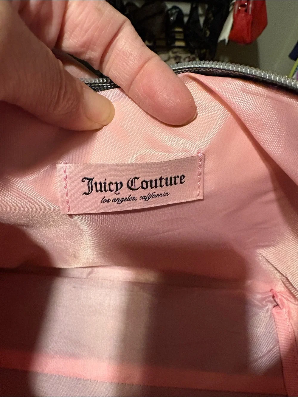 Juicy Couture Black Velvet Cosmetic Pouch with Gold Logo Accent
